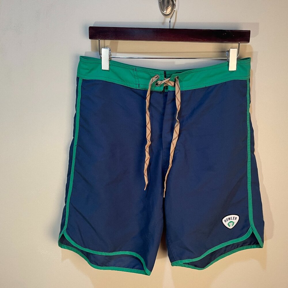 🌊 Howler Brothers Men’s 32 Blue Green Swim Trunks Shorts 8” Inseam EUC 🩳